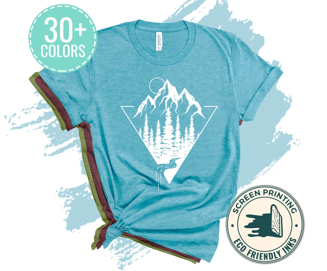 Triangle Mountain Scene, Geometric Adventure Shirt, Get Outdoors ...