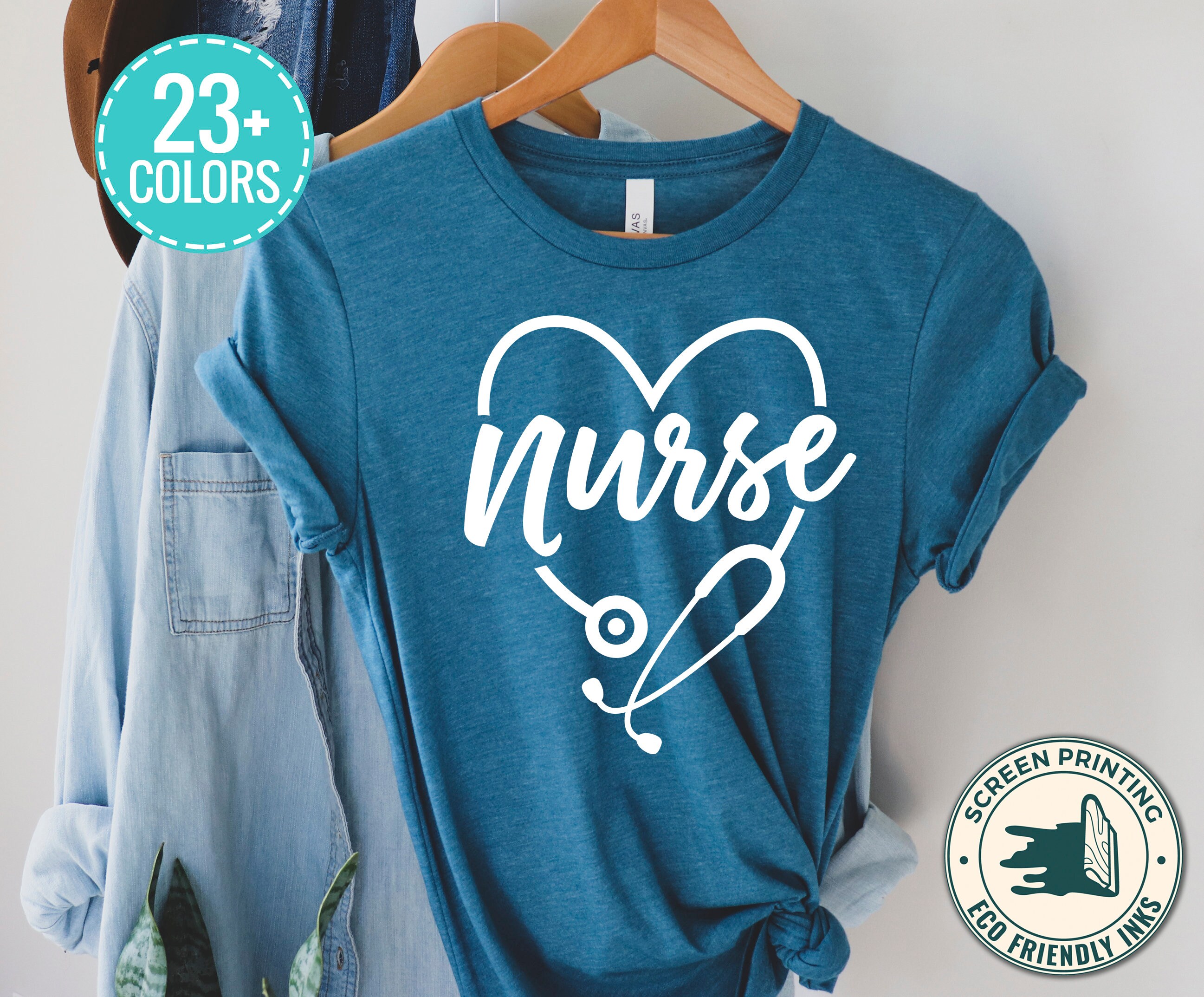 Nurse Heart & Stethoscope T Shirt Stethoscope RN Shirt Etsy