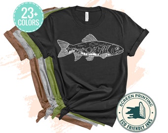 Fishing Shirts, Gift for Fisher, Fishing Shirts, Nature Shirt, Fly fishing, Salmon, Graphic Tees, Fishing Gifts