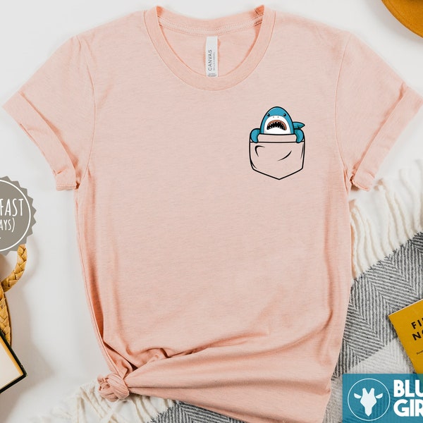 Funny Shark Pocket Shirt, Cute Shark Tee, Shark Pocket Shirt, Little Shark T-Shirt, Toddler Shark Shirt, Shark Shirt for Gift