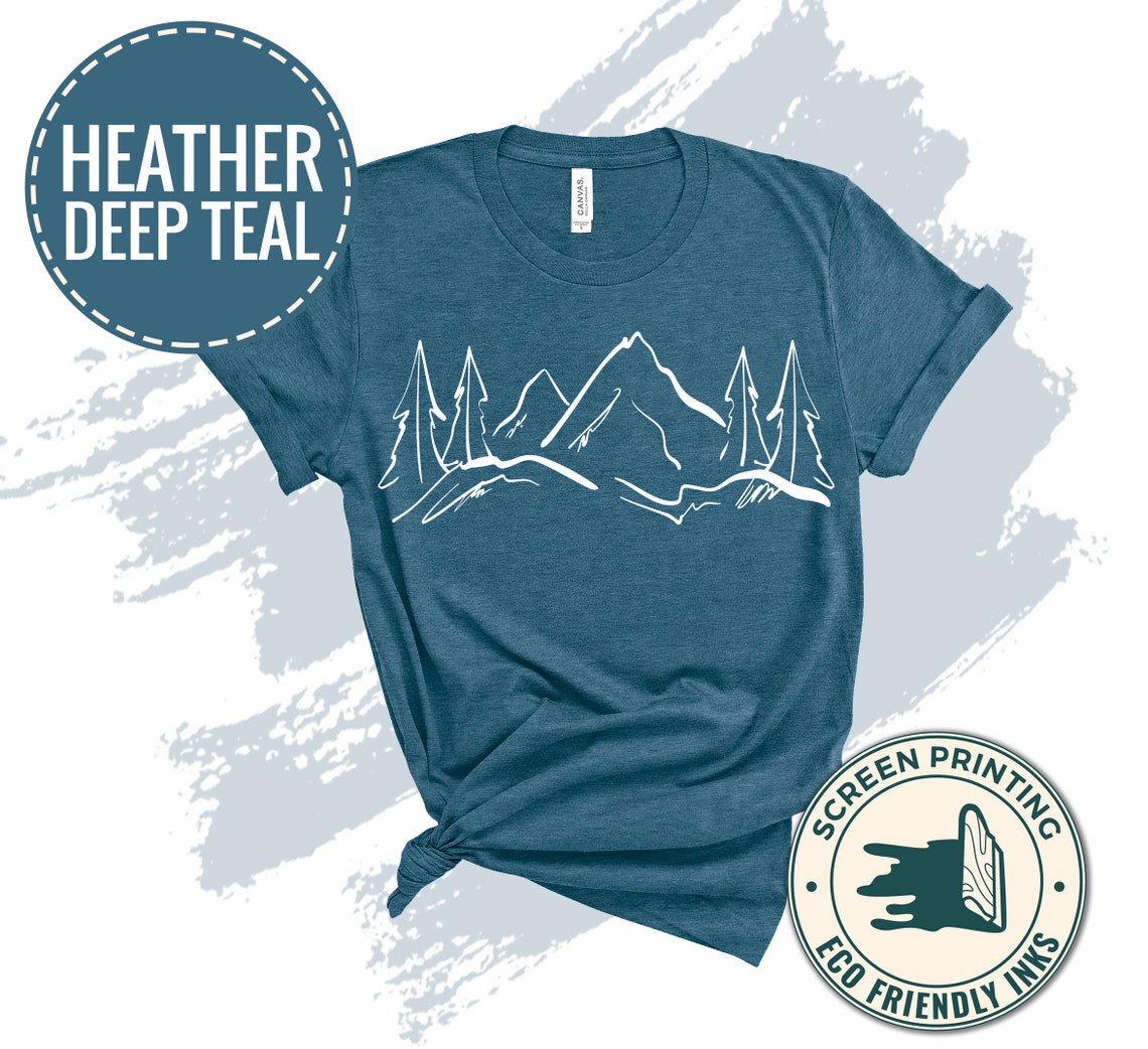 Mountains Tshirt Hand Drawn Mountain Hiking Tshirt Graphic Etsy