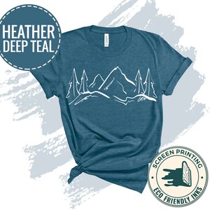 Mountains T-shirt, Hand Drawn Mountain Hiking Tshirt, Graphic Design ...