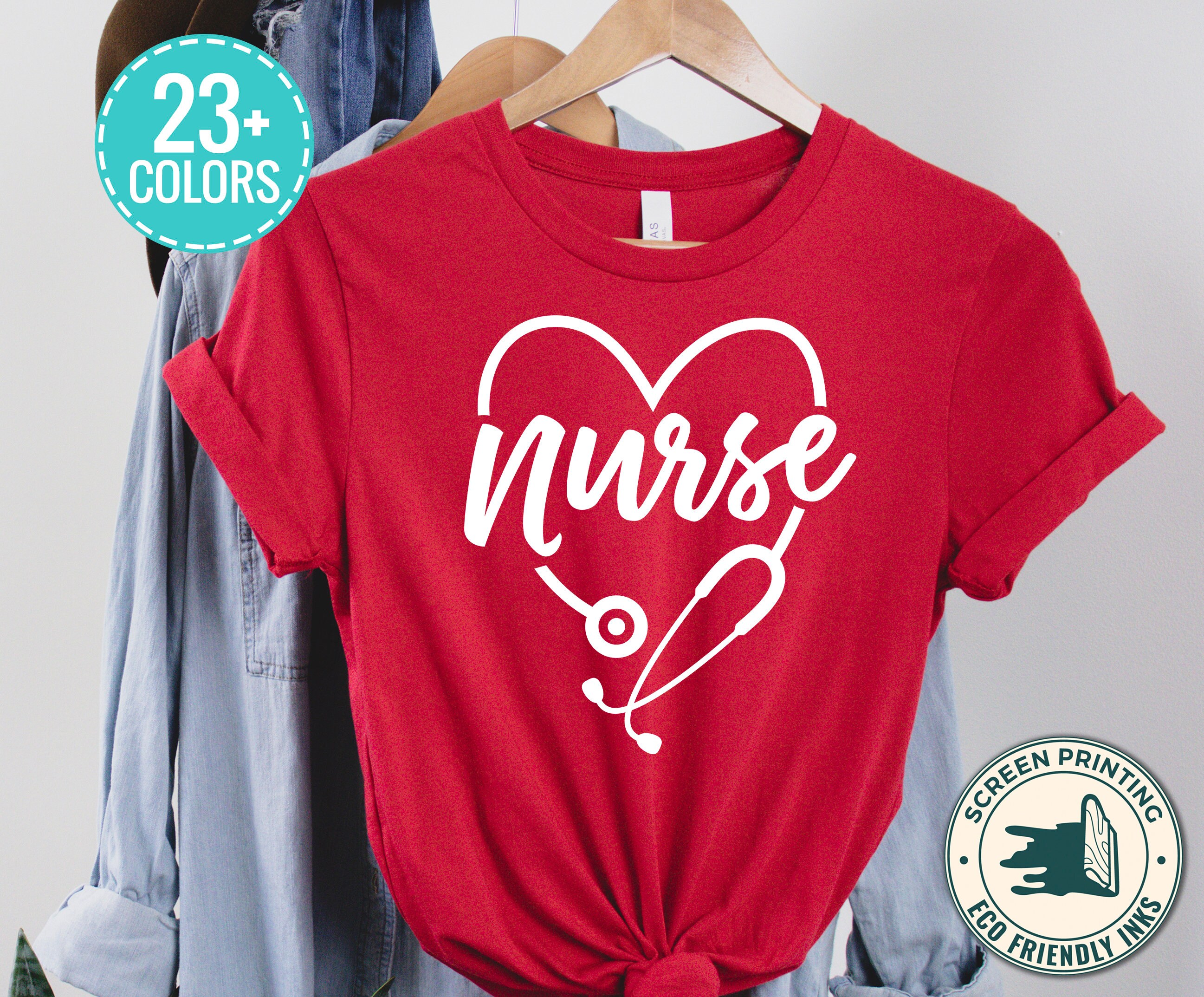 Nurse Heart & Stethoscope T Shirt Stethoscope RN Shirt Etsy