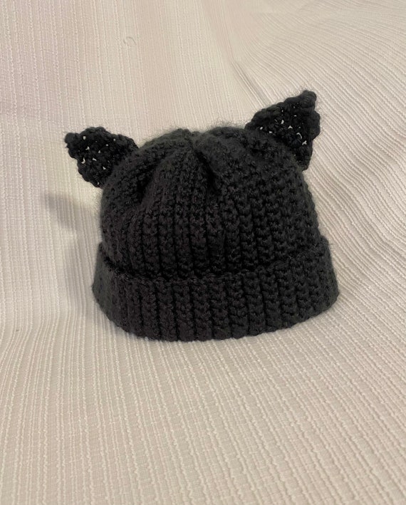 Kitty Katze Ohr Gehakelt Schwarzen Hut Fur Babys Und Etsy