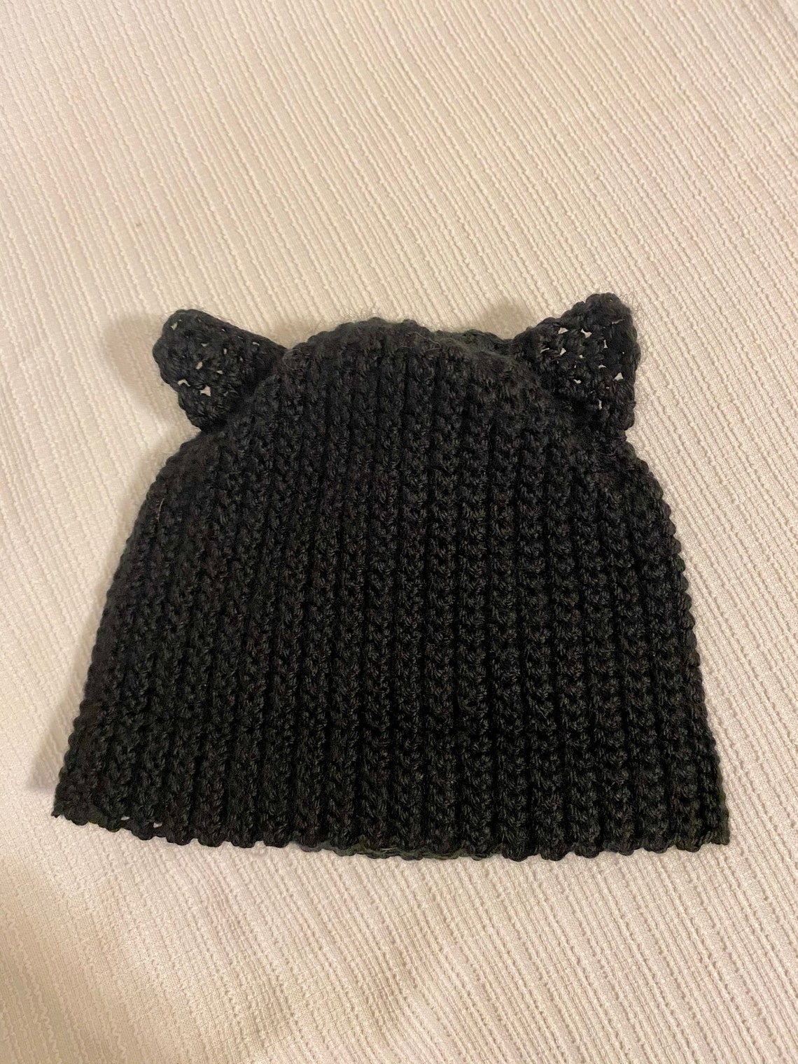 Kitty Cat Ear Crocheted Black Hat for Babies and Infants Etsy
