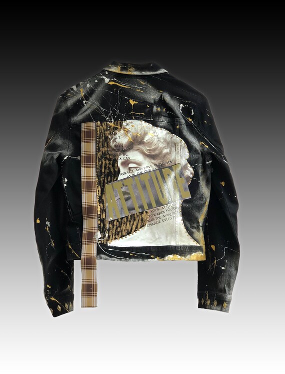 Black Jeans Jacket Unique With Handmade 