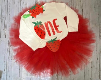 Strawberry Themed Birthday tutu outfit