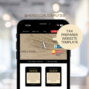 Tax Preparer Website Template - Easily edit in Canva - Connect your own domain - NO coding - Looks great on mobile and desktop - see demo