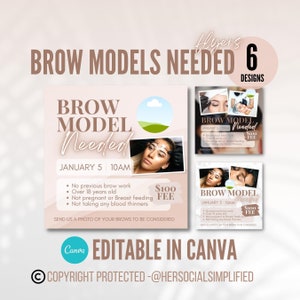 Brow Models Needed Flyer Editable with paid canva account image 1