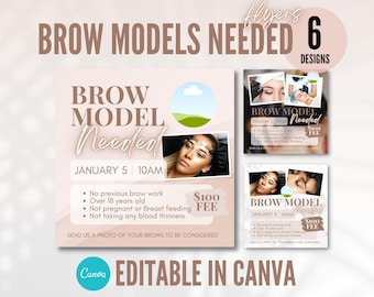 Brow Models Needed Flyer - Editable with paid canva account