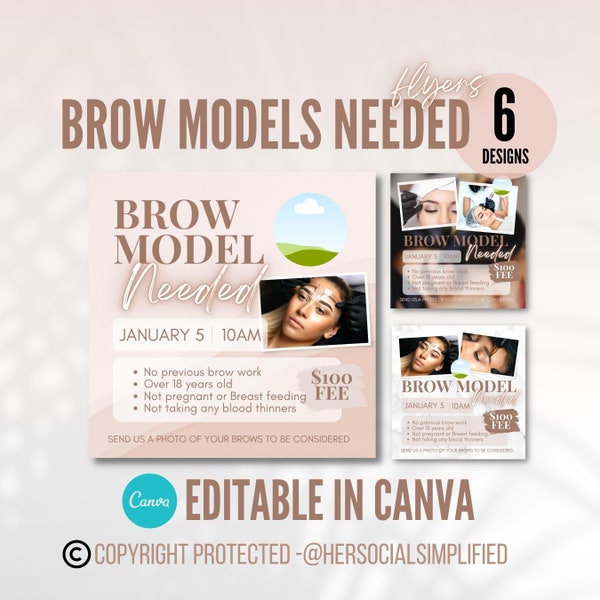 Brow Models Needed Flyer - Editable with paid canva account