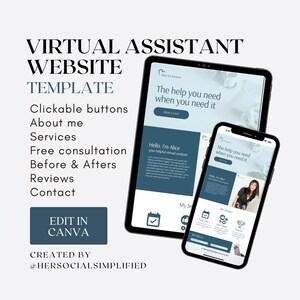 Virtual Assistant Website Template - With Clickable Buttons - Easily ...