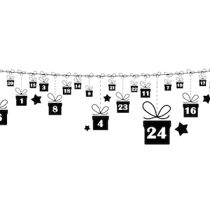 CALENDARIO NATALE AVVENTO CALENDARIO Regali Giorni Vettoriale svg eps jpg png