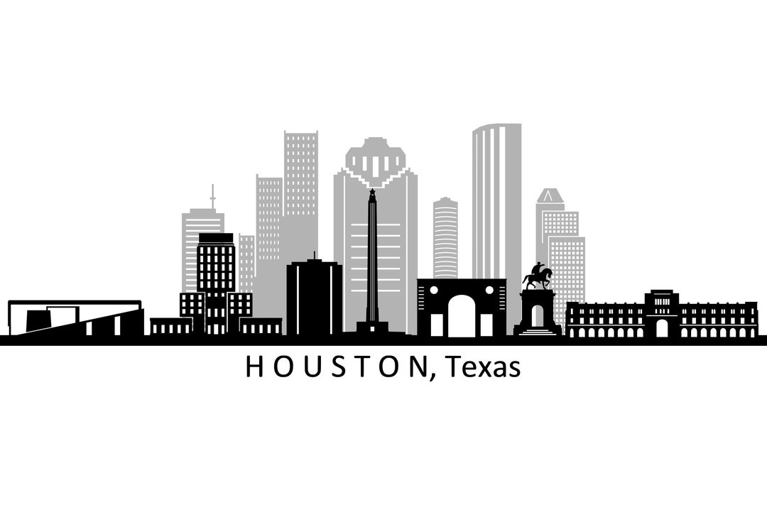 HOUSTON City Texas SKYLINE Outline Silhouette Vector Svg Eps Jpg Png - Etsy