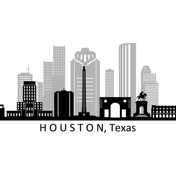 HOUSTON City Texas SKYLINE Outline Silhouette Vector svg eps jpg png