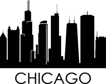 CHICAGO City SKYLINE Outline Silhouette Vector svg eps jpg png