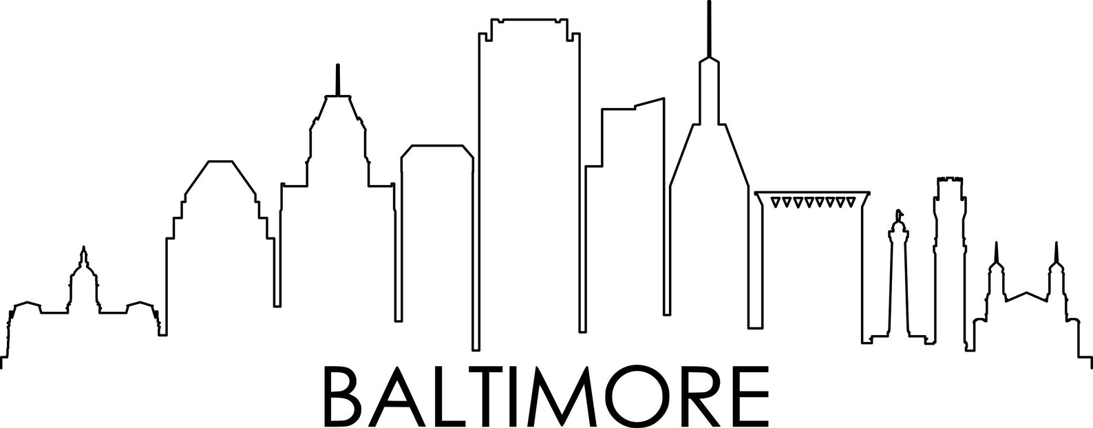 BALTIMORE MARYLAND City SKYLINE Outline Silhouette Vector svg | Etsy