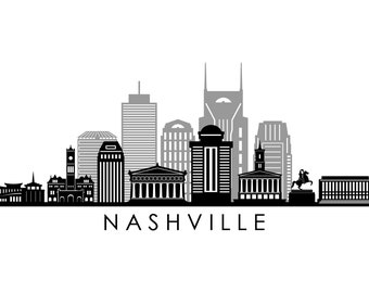 NASHVILLE Tennessee Usa SKYLINE City Outline Silhouette Vector Graphics svg eps jpg png