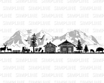 SUIZA MONTAÑAS Alpes Skyline Silueta Vector svg eps png