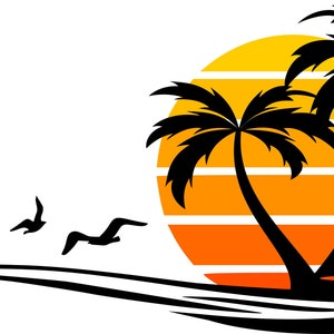 PALM SEA SUMMER Holiday Holidays Beach Graphic Vector svg eps png jpg