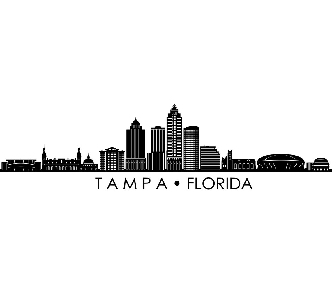 TAMPA Florida Usa SKYLINE City Outline Silhouette Vector Etsy