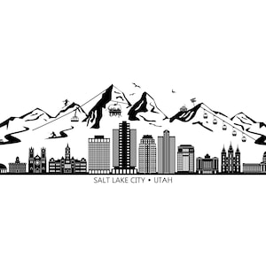 SALT LAKE CITY Utah Usa Skyline City Berge Umriss Silhouette Vektor Grafik svg eps jpg png