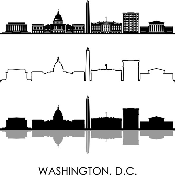 WASHINGTON D.C. USA City SKYLINE outline silhouette vector svg eps jpg png