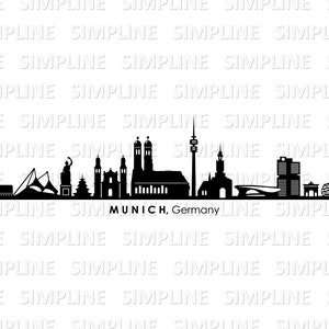 MUNICH Bavaria Germany SKYLINE City Outline Silhouette Vector Graphic svg eps png