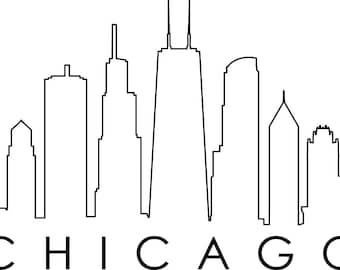 Chicago Skyline Outline Silhouette svg eps jpg png