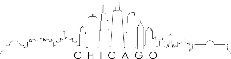 Chicago Skyline Outline Silhouette Svg Eps Jpg Png | Etsy