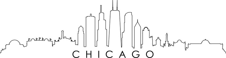 Chicago Skyline Outline Silhouette Svg Eps Jpg Png | Etsy