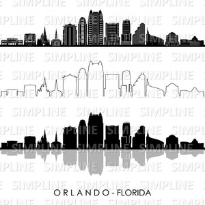 ORLANDO CITY SKYLINE Florida Set Umriss Silhouette Vektor svg eps jpg png