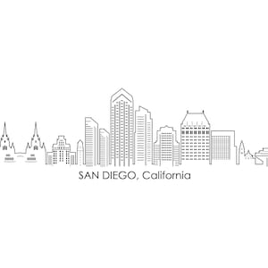 SAN DIEGO California Usa SKYLINE City Outline Silhouette Vector Graphic svg eps jpg png