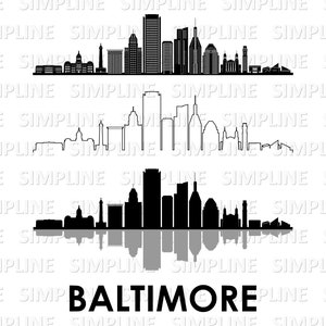 BALTIMORE MARYLAND City SKYLINE Outline Silhouette Vector svg eps jpg png