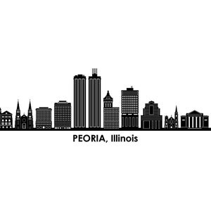 PEORIA Illinois USA SKYLINE City Outline Silhouette Vector Graphic svg eps jpg png