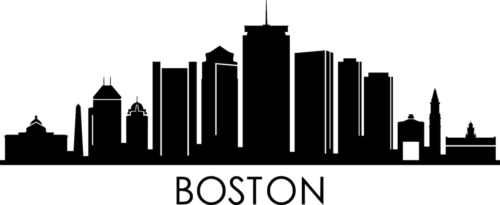 BOSTON City SKYLINE Outline Silhouette Vector svg eps jpg png | Etsy