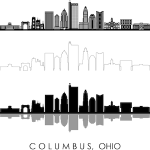 COLUMBUS OHIO City SKYLINE Outline Silhouette Vector svg eps jpg png