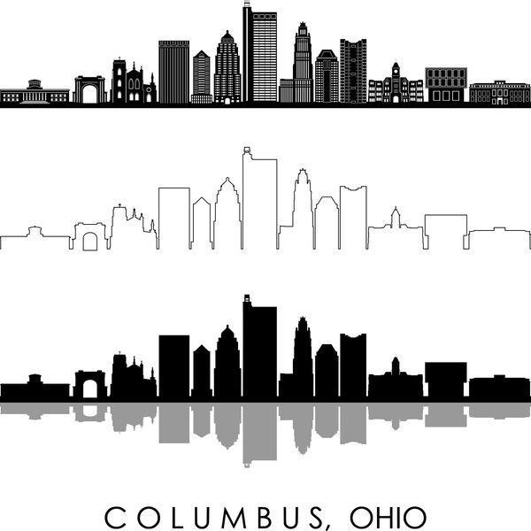 COLUMBUS OHIO City SKYLINE Outline Silhouette Vector svg eps jpg png