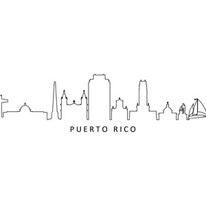 PUERTO RICO Usa Island SKYLINE City Outline Silhouette Vector Graphic svg eps jpg png
