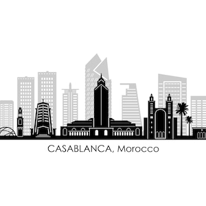CASABLANCA Maroc Afrique SKYLINE City Outline Silhouette Vector Graphic svg eps jpg png