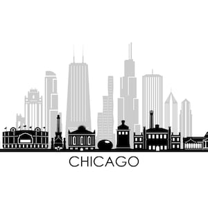 CHICAGO Illinois EUA SKYLINE City Outline Silhouette Vector Graphic svg eps jpg png