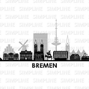 BREMEN Weser Deutschland SKYLINE City Umriss Silhouette Vektor Grafik svg eps png