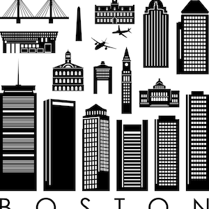 BOSTON Skyline Outline Silhouette svg eps jpg png