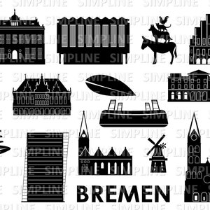 BREMEN Weser Germany SKYLINE City Outline Silhouette Vector Graphics svg eps png