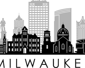 MILWAUKEE Wisconsin USA SKYLINE City Outline Silhouette Vector Graphic svg eps jpg png