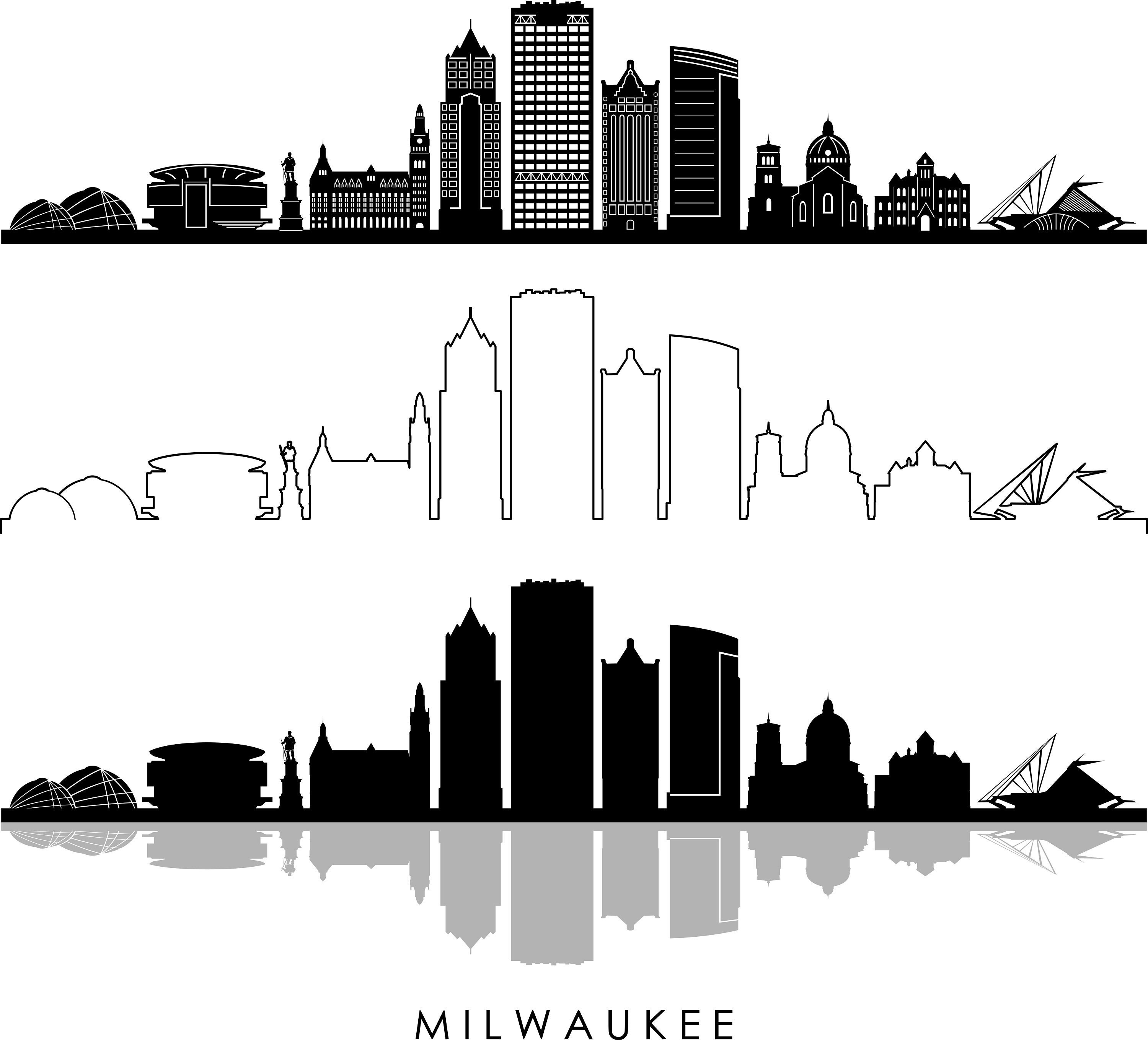 MILWAUKEE Wisconsin USA SKYLINE City Outline Silhouette Vector - Etsy