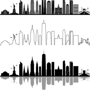 NEW YORK City USA Skyline Outline Silhouette Vector svg eps jpg png