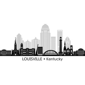 LOUISVILLE Kentucky USA SKYLINE City Outline Silhouette Vector Graphic svg eps jpg png