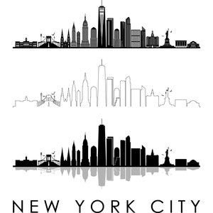 NEW YORK City SKYLINE Outline Silhouette Vector svg eps jpg png