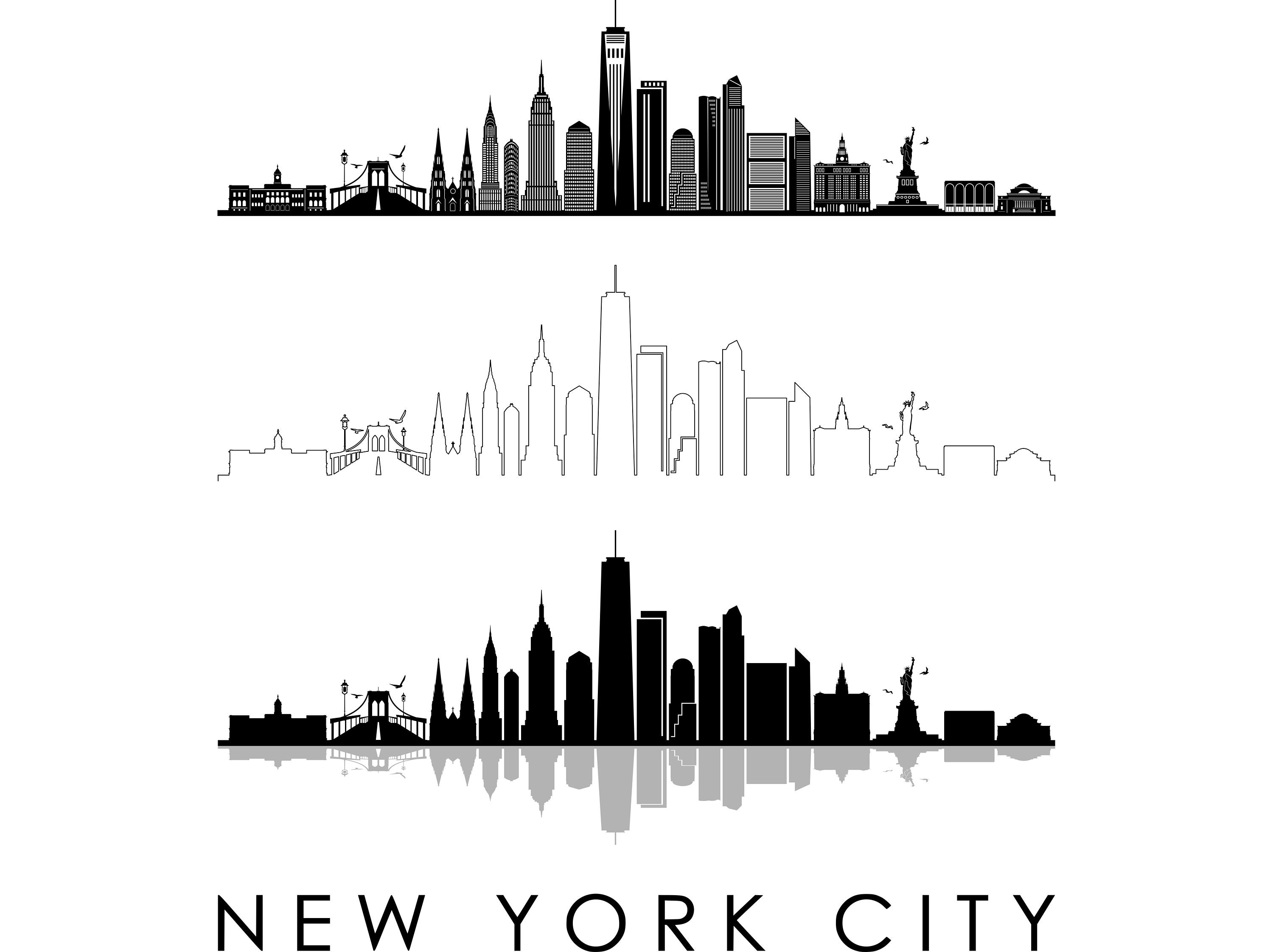 NEW YORK City SKYLINE Outline Silhouette Vector svg eps jpg png